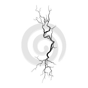 Crack on concrete or ground due to aging or drought. Fissure isolated in white background. Vector illustration