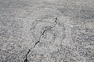 Crack on concrete road texture