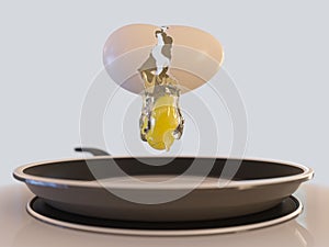 crack egg and pan concept isolate composition