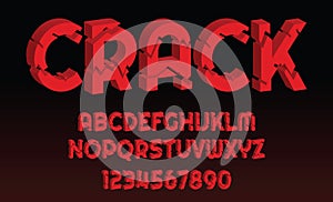 Crack font design letters and numbers Vector alphabet