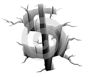 Crack in the ground as a sign of the dollar