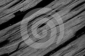 Crack hard wood plank background black and white