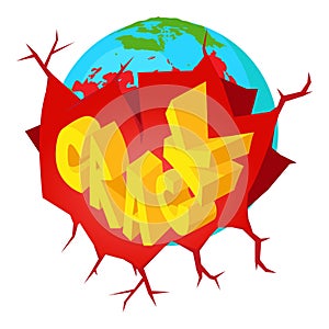 Crack icon isometric vector. Globe earth planet and crack speech bubble icon