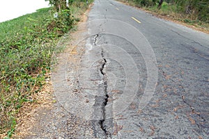 Crack old asphalt road