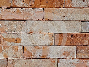 Crack red brick wall background
