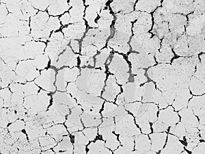 Crack white concrete wall background