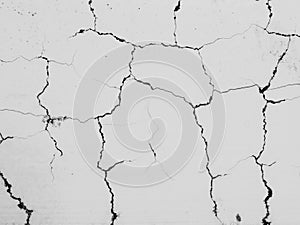 Crack white concrete wall background