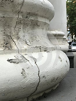 A cracke pillar on an old building in Odessa, Ukraine