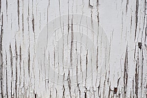 Cracked aged surface white painted wooden texture background