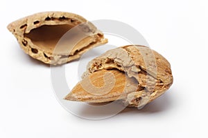 Cracked almond in a shell