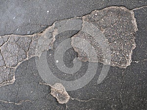 Cracked asphalt surface texture.