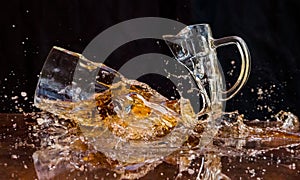 Cracked beer glass