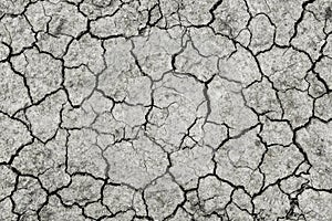 Cracked black earth parched earth close-up