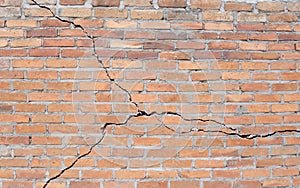 Cracked brick foundation photo