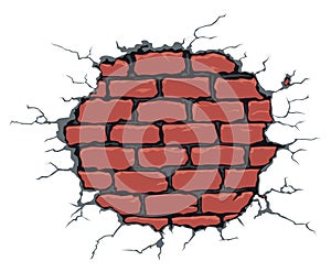 Cracked brick wall