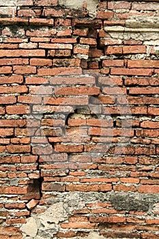 cracked old red Brick wall vertical background