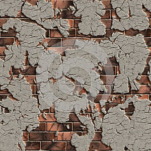 Cracked Brick Wall. Seamless Tileable Texture.
