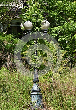 Cracked and Broken Glass on Lamp Post