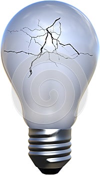 Cracked Broken Light Bulb Isolated