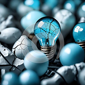 Cracked broken lightbulb - ai generated image