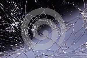 Cracked broken mobile screen glass texture background macro