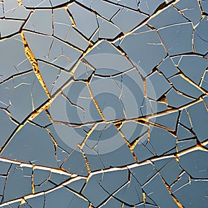 A cracked and broken texture with shattered glass and cracked concrete5, Generative AI