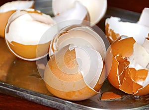 Cracked brown eggshell