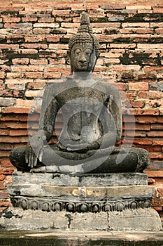 Cracked buddha statue Sukhothai thailand