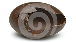 Cracked chocolate egg, studio shot, white background, Easter