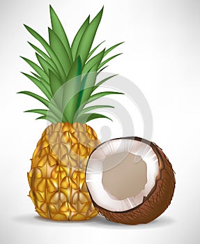 Cracked coconut and pineapple