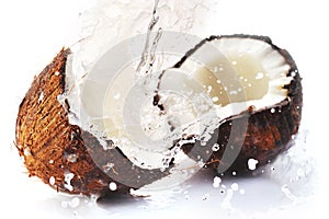 Cracked coconut with splash