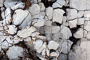 Cracked concrete block