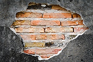 Cracked concrete brick wall background