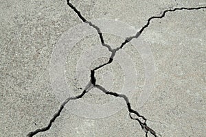 Cracked concrete cement foundation photo