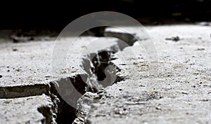 Cracked concrete close up