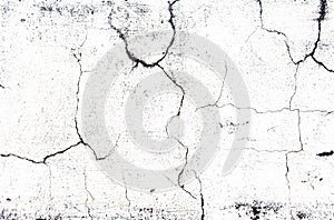 Cracked concrete old while wall background