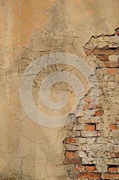 Cracked concrete vintage brick wall background