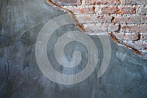 Cracked concrete vintage brick wall background