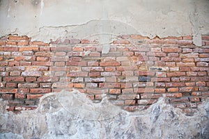 Cracked concrete vintage brick wall background