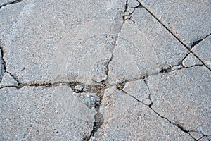 Cracked and damaged residential concrete sidewalk