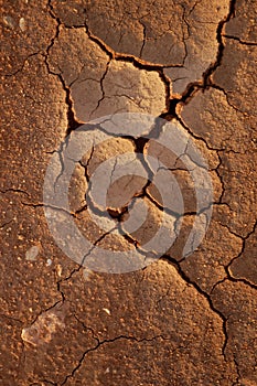 Cracked desert soil due to climate change and global warming. Water crisis and drought concept