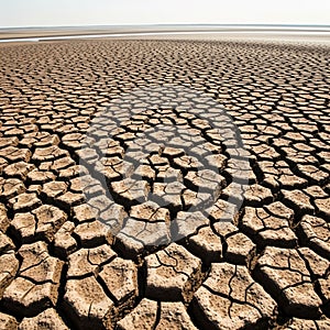 Appears sunbaked and rough with deep fissures separating the