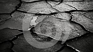 Cracked and Dried Black Earth Surface