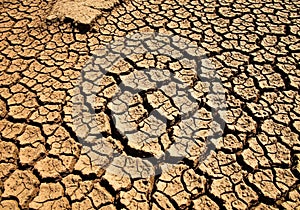 Cracked, dry earth with irregular, polygonal