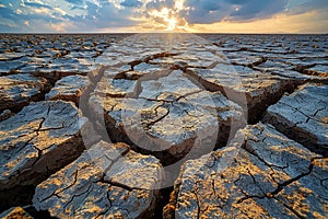 Cracked dry earth texture in desert