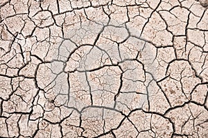 The cracked dry ground because of drought.