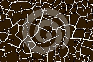 Cracked dry soil dark brown seamless pattern