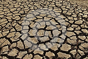 Cracked earth from arid drought weather in dam or river. , surface clay soil rough crack pattern texture background, desert broken