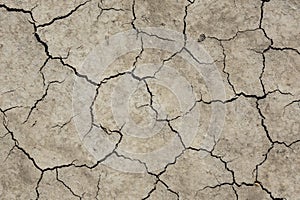 Cracked earth, cracked soil. texture of grungy dry cracking parched earth