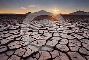 Cracked earth in the desert